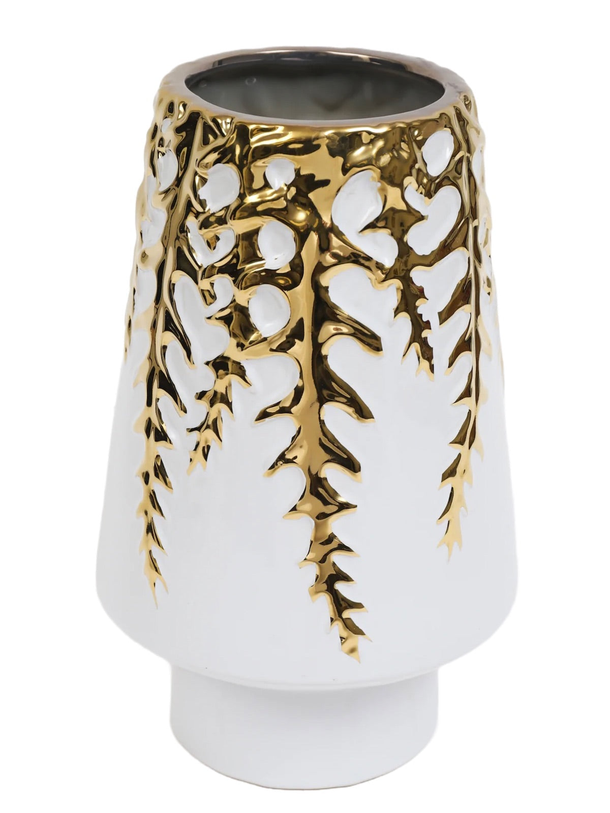 12H White Decorative Vase With Luxury Gold Vine Pattern - KYA Home Decor