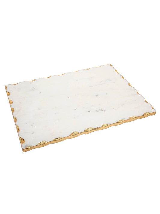 16 x 12 inches White Marble Tray with Metallic Gold Edges sold by KYA Home Decor.