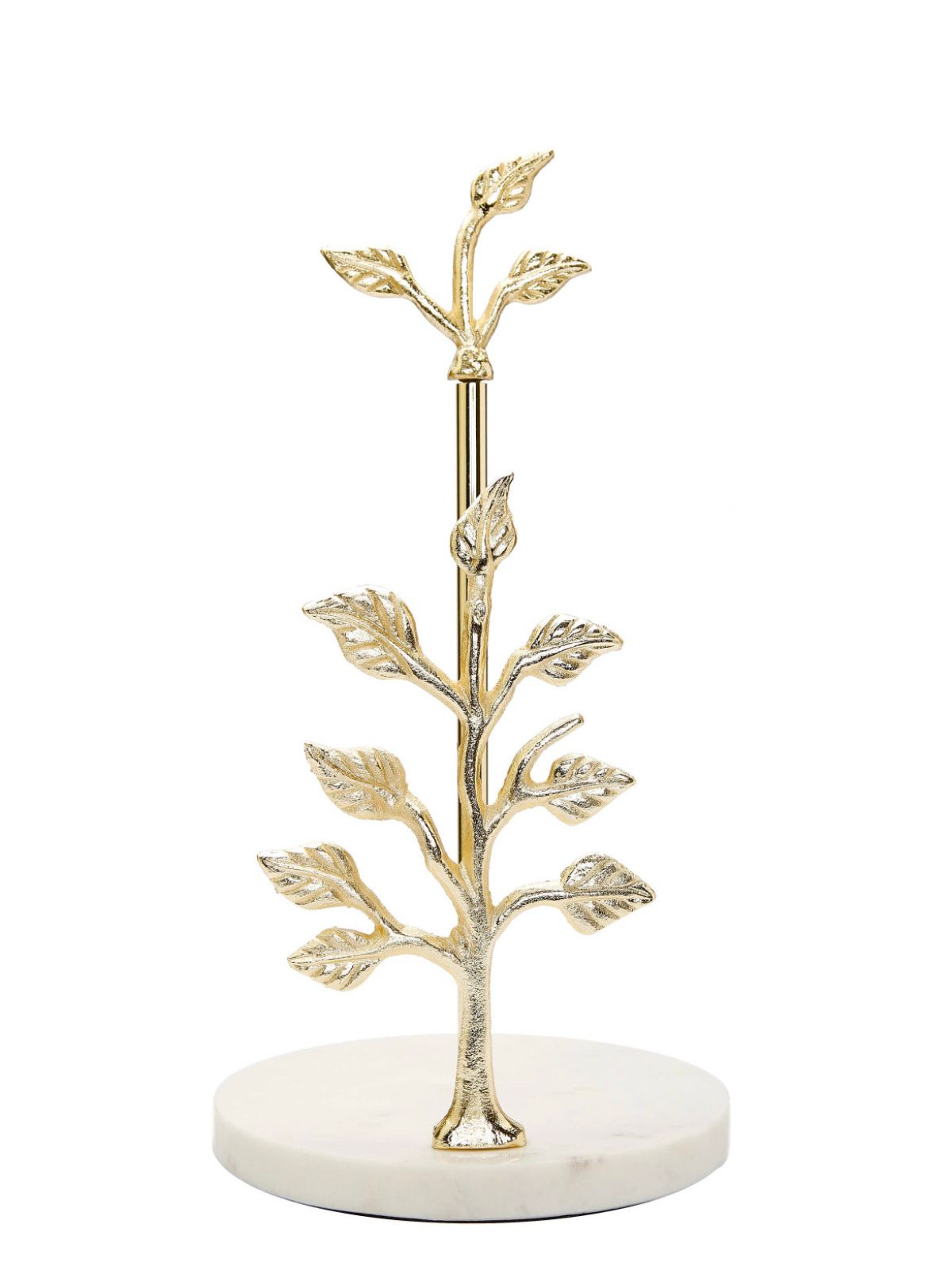 14.5H Stainless Steel Paper Towel Holder with Gold Tree and Marble Base. Sold by KYA Home Decor