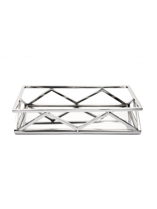 15.75 inch Squared Mirror Tray with V-Design Chromed Frame sold by KYA Home Decor.