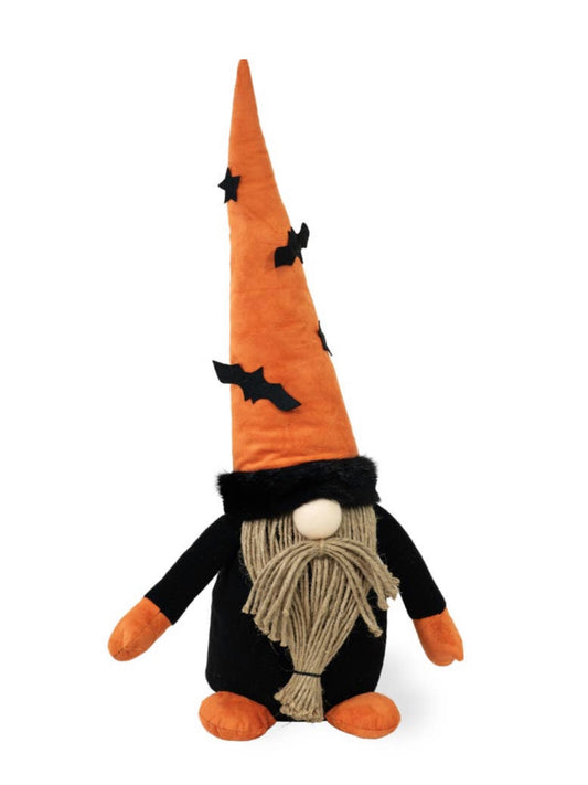 Prepare your home for the harvest season with the Giant Merlin Gnome. Giant merlin gnome features fabric and sand construction, decorated with Halloween themed colors for a spooky addition to your home.